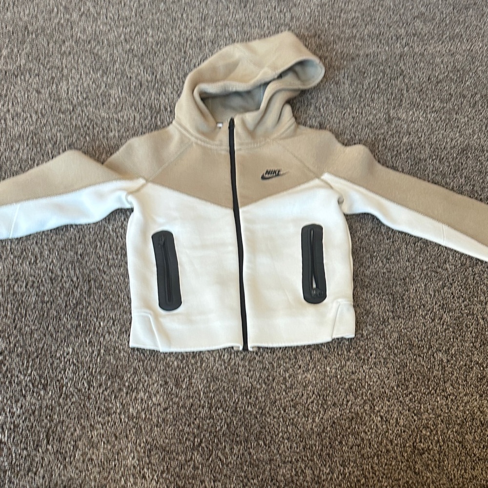 Nike tech Kids Beige and White Hoodie